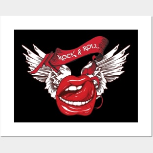 Rock n Roll Angel Lips Posters and Art